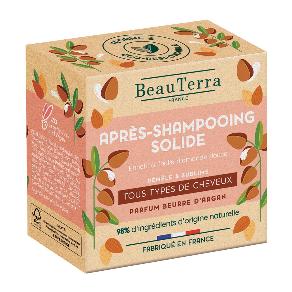 Beauterra Après-Shampooing Solide Tous Types de Cheveux 50g