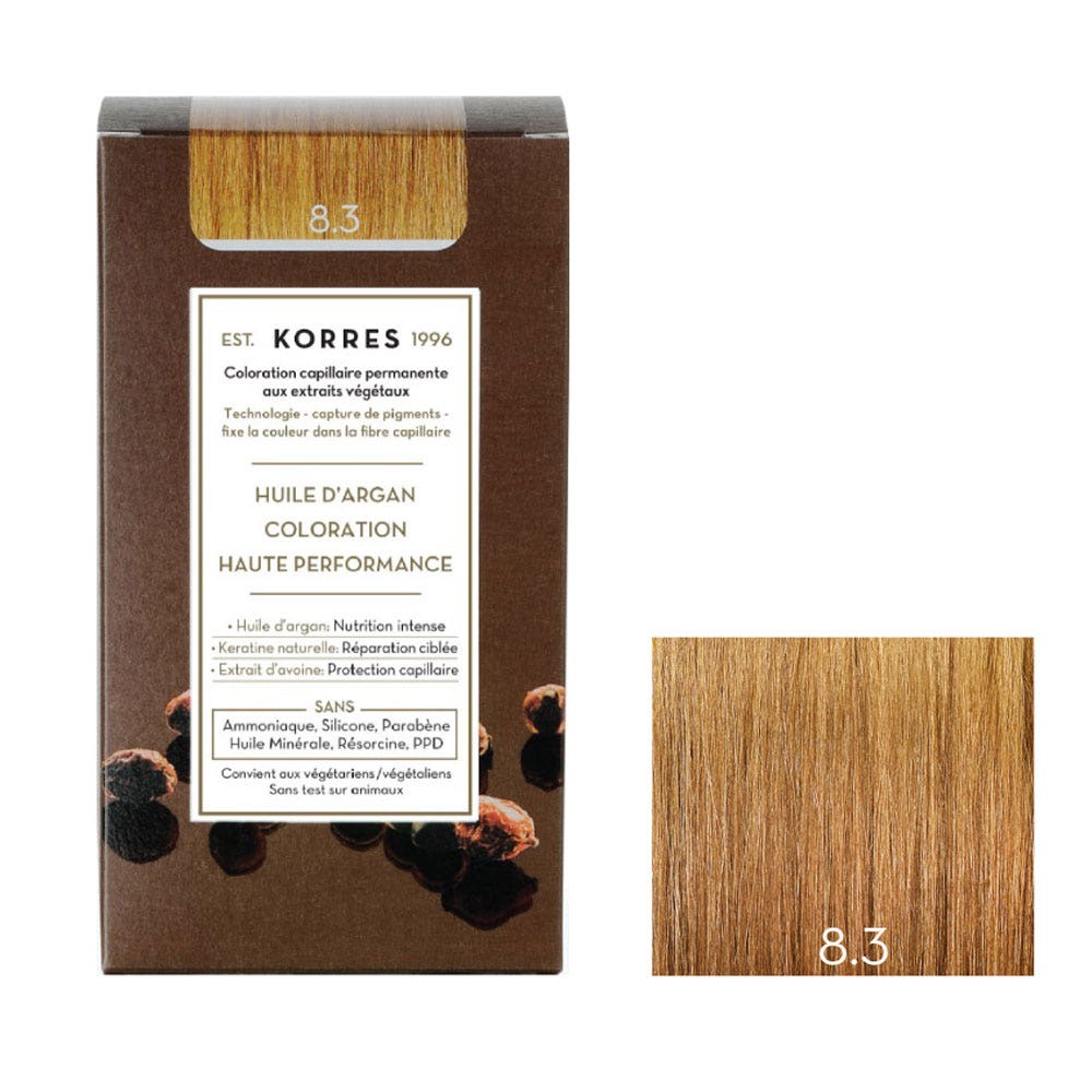 Korres Huile d'Argan Coloration Permanente A L'huile D'argan 50ml 8.3 BLOND CLAIR DORE
