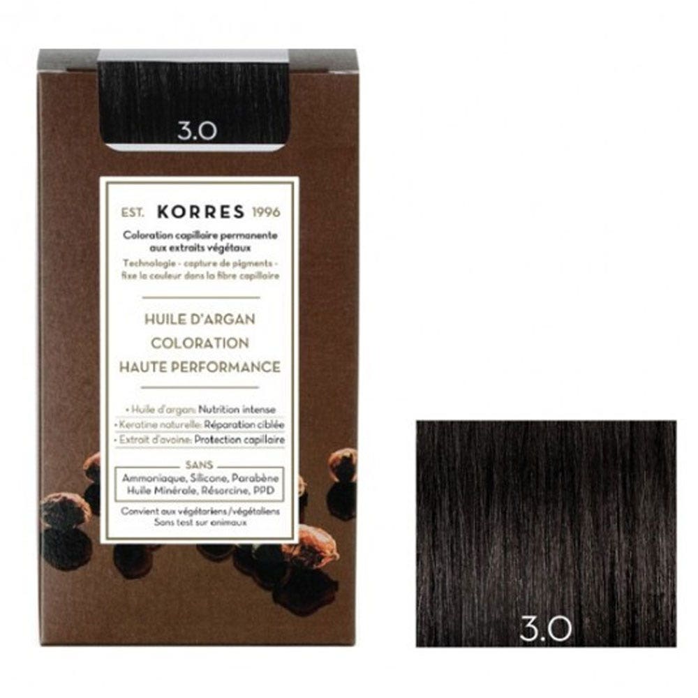 Korres Huile d'Argan Coloration Permanente A L'huile D'argan 50ml 3.0 CHATAIN FONCE NATUREL
