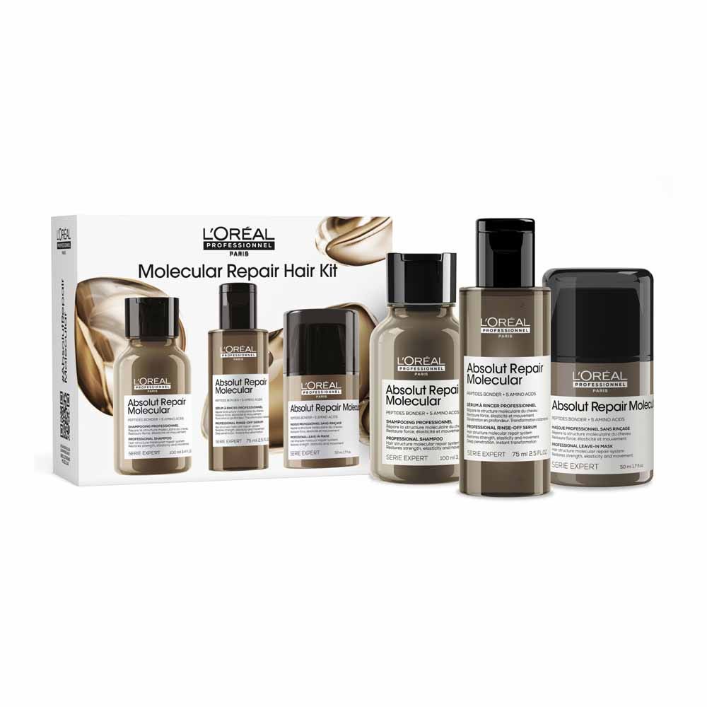 L'Oréal Professionnel Absolut Repair Molecular Kit Shampoing Réparateur Sérum à Rincer et Masque Cheveux Abîmés