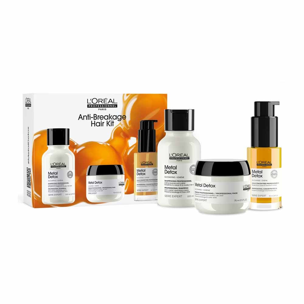 L'Oréal Professionnel Metal Detox Kit Shampoing Anti-métal, Masque Anti-Dépôt et Huile Protectrice Cheveux Sensibilisés et Cassants