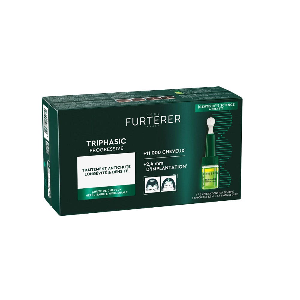 René Furterer Triphasic Traitement Antichute Progressive Longévité et Densité 8 ampoules